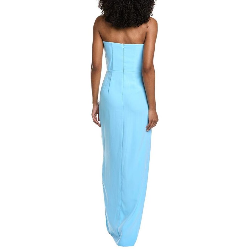 Amanda Uprichard Sky Blue Strapless Maxi Gown with Front Slit - Picture 2 of 3